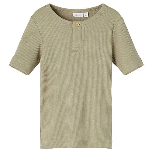 NAME IT Jungen NMMKABILLE SS Slim TOP NOOS T-Shirt, Silver Sage, 110