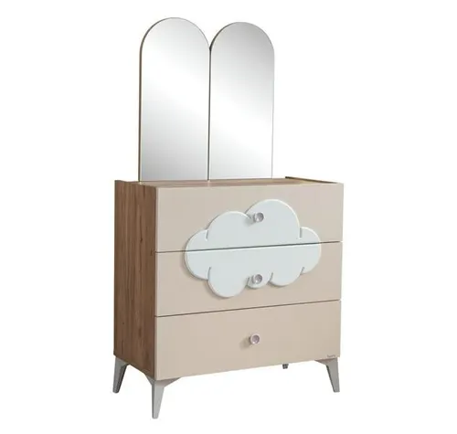Moderne Rosa Kommode für Kinderzimmer - Geräumige Kommode mit 3 Schubladen, ideal für Mädchenzimmer. Stilvolles Design in Rosa, gefertigt aus hochwertigem Holzfurnier. Perfekt für die Aufbewahrung von Spielzeug und Kleidung.