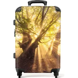 NoBoringSuitcases® Großer Trolley - 72L - Bunt mit Naturmotiven - Stylischer Hartschalenkoffer mit 72 Litern Volumen, ideal als Handgepäck und ausgestattet mit TSA-Zahlenschloss für sichere Reisen. Flexibel durch 4 Rollen und ausziehbaren Griff.