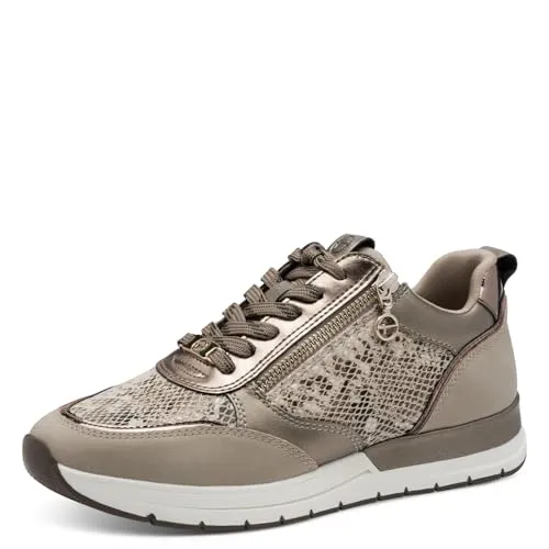 Tamaris Sneaker Low Beige - Damen-Sneaker mit herausnehmbarem Fußbett, ideal für Einlagen, flexible rutschhemmende Laufsohle für hohen Tragekomfort.