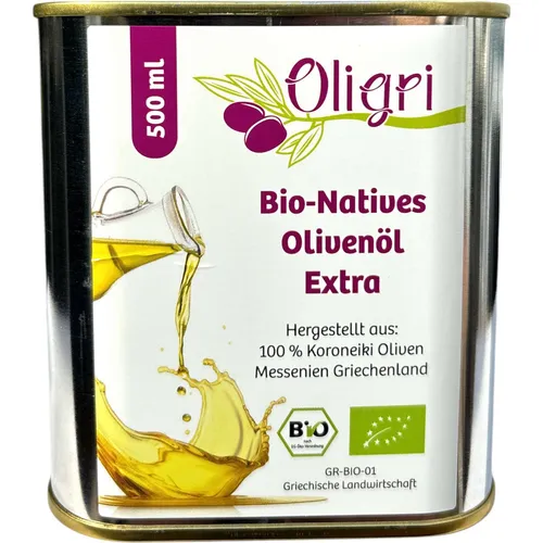 Oligri Griechisches Bio Olivenöl Nativ Extra, Sorte Koroneiki, 500 ml