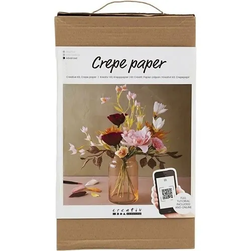 creativ company Kreativset Kreativ-Kit Krepppapier Blumen - 47-teiliges Set für kreative Bastelprojekte, ideal für Blumenarrangements und Dekorationen