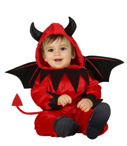 FIESTAS GUIRCA Kleiner Teufel Kostüm für Babys 18-24 Monate - Kostüme für Kinder, ideales Halloween-Kostüm für Babys mit sicherem, bequemem Polyester-Material und inklusive Kapuze, Flügel und Schwanz.