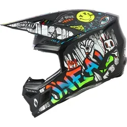 Oneal 3SRS Rancid Kinder Motocross Helm - schwarz-mehrfarbig, Größe M - Motorradhelm für Kinder mit optimierter Luftzirkulation und herausnehmbarem, waschbarem Innenfutter für maximalen Komfort und Sicherheit.