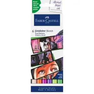 Faber-Castell Layoutmarker Goldfaber Sketch, Graphic Novel, farbig sortiert, 6 Stück