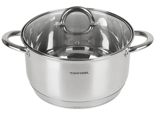 Edelstahl Kochtopf 16cm mit Glasdeckel - Kochtopf aus hochwertigem Edelstahl mit 5-schichtigem Alu-Thermoboden, ideal für alle Herdarten. Der Glasdeckel mit Dampfloch sorgt für optimales Kochen und einfache Reinigung.