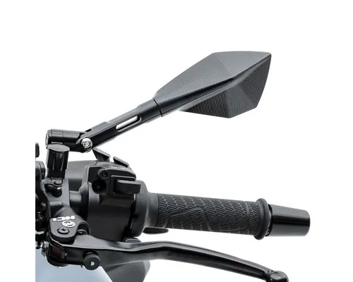 Rückspiegel Motorrad Zaddox schwarz DP50 - Seitenspiegel & Zubehör in sportlichem Design, CNC gefräst und eloxiert für optimale Sicht bei Tag und Nacht, passend für nahezu alle Motorradlenker.