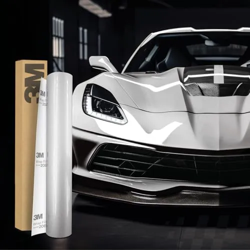 3M 2080 Car Wrapping Folie 30x152cm Selbstklebende Autofolie für Auto Motorrad Boot 3D Lackschutzfolie mit Luftkanälen zum Folieren (HG120 High Gloss White Aluminum)