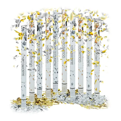Party Popper Konfetti Blaster 80 cm - 10 Stück Set - Konfetti für alle Anlässe, 80 cm hohe Blaster mit buntem Papier-Konfetti, sorgt für unvergessliche Feiern und tolle Effekte!
