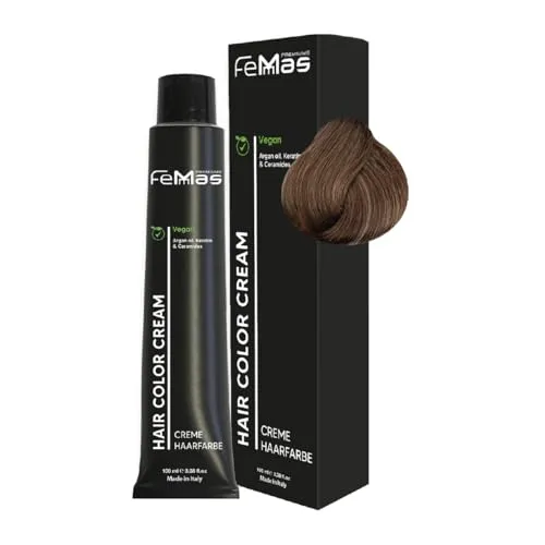 FemMas Haarfarbe Mittelblond Kühle Kastanie 7.91 I Creme Haarfarbe mit Arganöl, Keratin & Ceramiden I dauerthafte Haarfärbung oder Tönung für strahlende Farbergebnisse I 100 ml