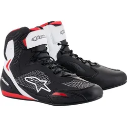 Alpinestars Faster 3 Rideknit Schuhe - Schwarz/Weiß/Rot - 9 2510319-123-9.5 - Motorradstiefel mit extrem leichtem, atmungsaktivem Design und erstklassigem Schutz. Ideal für Rennsport-Enthusiasten, bietet innovativen Komfort und Sicherheit.