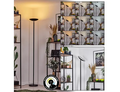 hofstein Dimmbare Stehlampe im modernen Design – Schwarz, Ø 25 cm, Höhe 179,5 cm - Elegante Stehlampe für den Innenbereich mit verstellbarer Höhe und Touchdimmer. Ideal zur individuellen Lichtgestaltung, ohne Leuchtmittel.