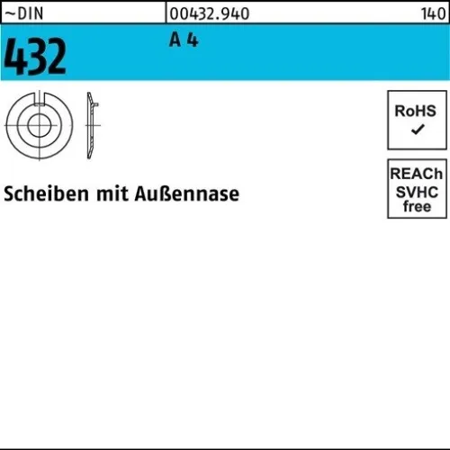 25er PACK(Stk) 000432940000130000 Scheibe DIN 432 m.Außennase 13 A 4