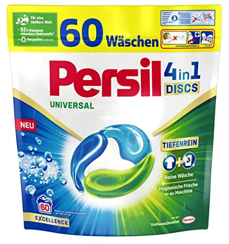 PERSIL 4in1 Discs Universal 60 WL 1,5 kg - Waschmittel mit Tiefenrein Technologie, entfernt hartnäckige Flecken und sorgt für hygienische Frische in der Maschine – ideal für saubere Wäsche und umweltfreundlich.