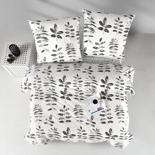 ZIRVEHOME Bettwäsche Set dreiteilig, 200x220 cm Bettbezug, Baumwolle, Weiß, Hafsa
