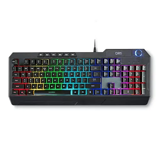 DR1TECH Wasp RGB Gaming Tastatur Für PC/PS4 Mit LED Hintergrundbeleuchtung - 104 Tasten Mit 26-Tasten Anti Ghosting - USB Tastatur Mit Kabel (QWERTZ Internationales-Layout)