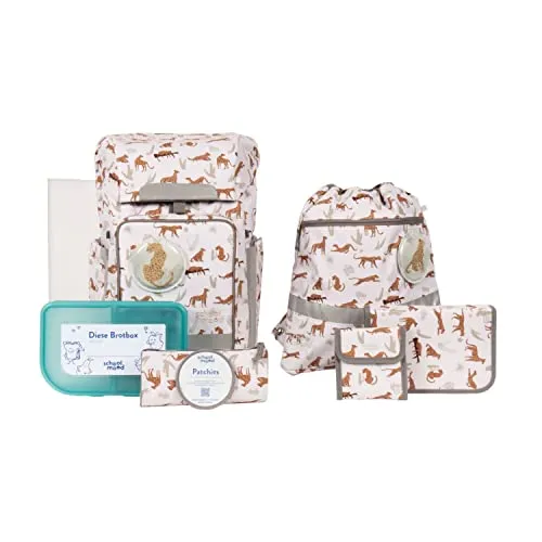 School Mood Schulranzenset 8-tlg. Rebel Air+ Leopard Nordic Collection - Leichter Schulranzen mit ergonomischem Design, inklusive Turnbeutel und 3 Jahre Garantieverlängerung