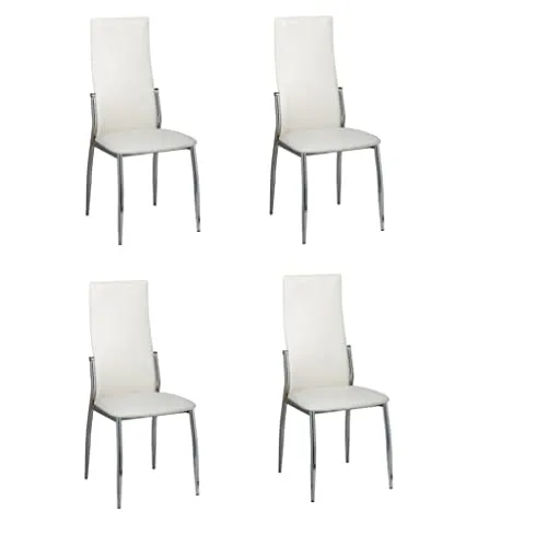 vidaXL Esszimmerstühle 4er Set Weiß Kunstleder