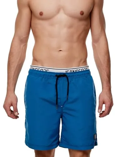 Indicode Herren Solomon Badehose mit 3 Taschen und Tunnelzug - Badeshorts für Herren mit elastischem Bund und praktischen Taschen, ideal für lässige Strandlooks und verschiedene Körpertypen.