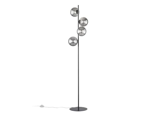 meineWunschleuchte Elegante Stehleuchte 4-flammig mit Rauchglas - Stylische Stehleuchte mit 4 austauschbaren G9 LEDs, höhenverstellbar bis 160 cm. Die mundgeblasenen Rauchglas-Lampenschirme setzen elegante Akzente in jedem Raum.