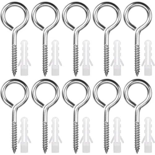 HATANSE 10 Stück Ösenschraube Edelstahl M6 x 80mm Heavy Duty Schraubösen, Große Ringschrauben Ösenhaken Schraubhaken für Hängematten, Markisen, Schaukelstühle, Festkabel, Blumenampel, Silber