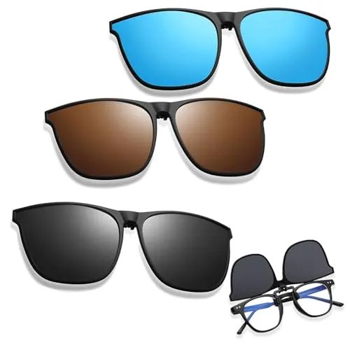 Polarisierte Clip-on Sonnenbrille, 3er Set für Brillenträger