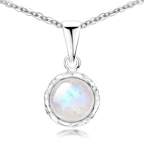 Materia Mondstein Kettenanhänger Silber 925 Damen Halskette KA-67-K30-40cm