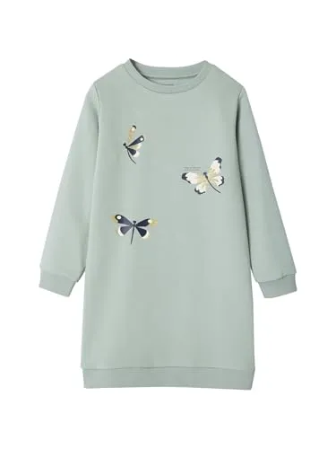 Vertbaudet Mädchen Sweatkleid Basic salbeigrün 110