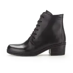 Gabor Schnürstiefeletten - 34.661.77 Damen Schwarz 40 EU - Modische Gabor Schnürstiefeletten aus Glattleder mit praktischem Reißverschluss. Gepolsterte, herausnehmbare Decksohle und rutschhemmende Laufsohle sorgen für hohen Komfort und Sicherheit im Alltag.