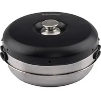 Dimego Camping Backofen, Backform schwarz/edelstahl - Campingkocher mit hochwertigem Edelstahl und Silikon, 2 Liter Fassungsvermögen, ideal für das Backen beim Campen oder im Freien.