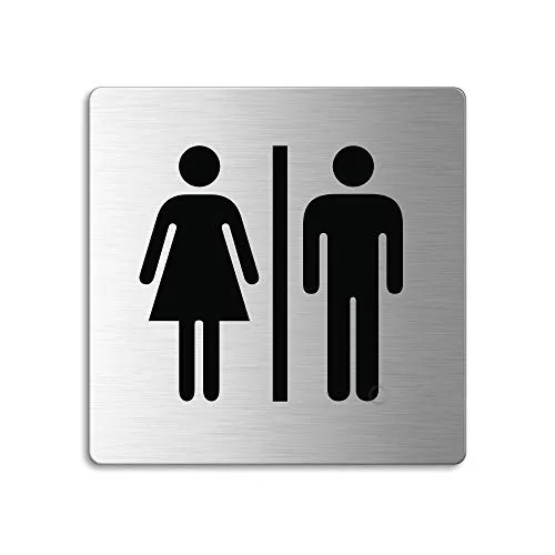 WC Schild Damen Herren 85x85 mm Toilettenschild aus Edelstahl selbstklebend 8925