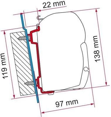 Fiamma F45 Adapter für Transit/Sprinter/Crafter High Roof ab Bj. 06 - Markisenhalterung für die einfache Montage der F45S, F45L und F70 Markisen an Reisemobilen, Caravans und Kastenwagen – ideal für unbeschwerte Campingabenteuer.