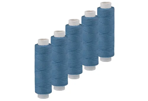 maDDma 5x50m Leinen Garn Leinenzwirn Flachs Nähfaden robust Zwirn, 250 m (5er-Pack), taubenblau