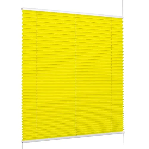 K-Home Klemmfix-Plissee Florida Gelb 40 x 210 cm (B x L) einzigartiges Design mit bezauberndem Lichteffekt
