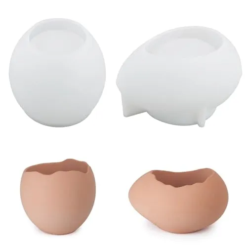 YEJAHY 2-teilige Silikon Kerzenhalter, 3D Silikon Kerzen Gießform - Zement Eierschale & Ostern Gießformen