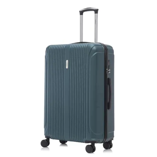 YONSLY Hartschalen Koffer Trolley XL Dunkelgrün - Robuster Reisekoffer mit 4 leisen 360°-Doppelrollen, ideal für Langstreckenreisen. Sicheres Zahlenschloss und ergonomischer Gummigriff für höchsten Komfort und zuverlässigen Schutz Ihrer Sachen.