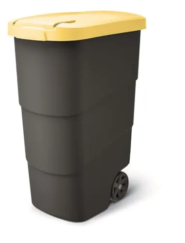 FORTENA Mülleimer 90L mit Rädern und Deckel - Praktisch für Garten und Haushalt - Haushaltszubehör - Der 90L Abfallbehälter ist mit stabilen Rädern und einem Deckel ausgestattet, ideal für mühelose Entsorgung und Geruchsneutralität.