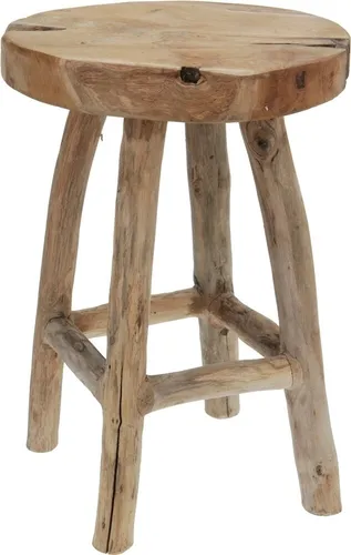 Teakhocker Hocker Sitzhocker Blumenhocker rund Ø 30 cm Beistelltisch massiv Holz