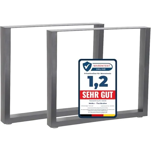 Melko 2X Tischkufen 80 x 72 cm - Stabile Tischbeine im Industrielook - Möbelfüße aus hochwertigem, pulverbeschichtetem Stahl, belastbar bis 400 kg. Ideal für DIY-Projekte und vielseitige Anwendungen in modernem Design.