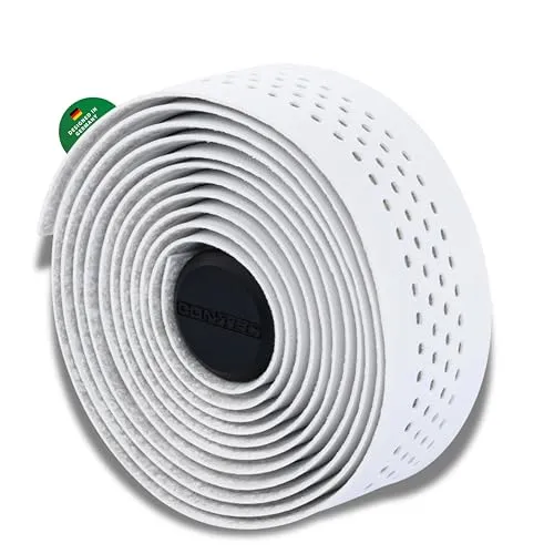 CONTEC Lenkerband Comfort.Micro, 2000x30x2,5 mm, aus synthetischer EVA-Schaummatrix mit Gel, selbstklebend und rutschsicher, mit Klebestreifen und 2 Lenkerstopfen, Paar, weiß
