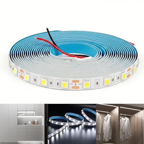 Arotelicht 12V 5M LED Streifen 300 LEDs Kaltweiß 5050SMD LED Leiste Strip Stripe Band Streifen Lichtleiste Lichterkette Lichter, 12V 60LEDs/M (kaltweiß, Nur 5M Strip, IP20)