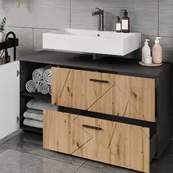 Vicco Waschbeckenunterschrank Irma, Anthrazit/Artisan in grau von Vicco