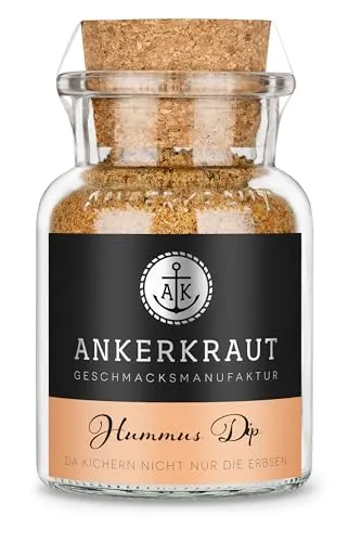 Ankerkraut Hummus Dip, Kichererbsen Dip selber zubereiten, Falafel Wrap würzen, Sesammus, Orient Flair für zu Hause, Sauce Püree für Gemüse und Cracker, 105 g im Korkenglas