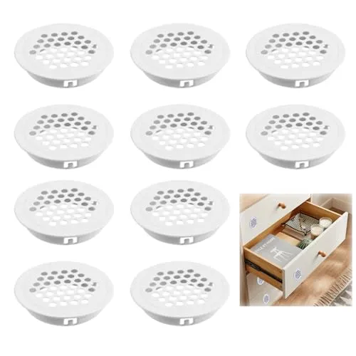 Rund Lüftungsgitter Edelstahl Entlüftungsloch Lüftungsgitter Rund Edelstahl Entlüftungsloch Belüftungsgitter Rund BelüFtungsgitter für Küche Bad Schrank Bücherregal und Kleiderschrank (10 Stück)