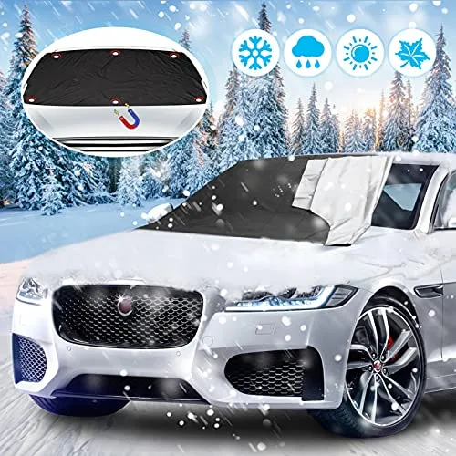 LEWONPO Frontscheibenabdeckung, Auto Scheibenabdeckung Windschutzscheibe Abdeckung Magnetische Eisschutzfolien Frostabdeckung Winterabdeckung Faltbare Auto Abdeckung für Winter UV-Schutz, 210 x 120cm