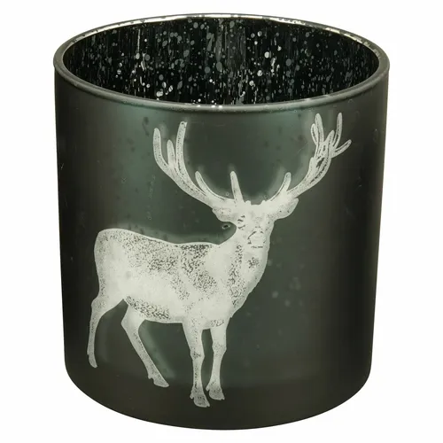 Exner GmbH Windlicht Vitreous - Glas 15x15x15 cm - Windlicht aus Glas mit festlichem Weihnachtsmotiv, ideal für gemütliche Stimmung in der Weihnachtszeit.