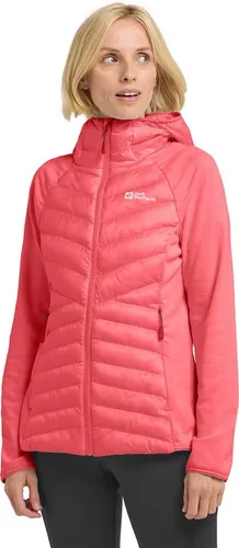 Jack Wolfskin ROUTEBURN PRO HYBRID W Hybridjacke in Rot XS - Funktionsjacke, atmungsaktiv, wasserabweisend und winddicht – ideal für Outdoor-Abenteuer in jeder Wetterlage.