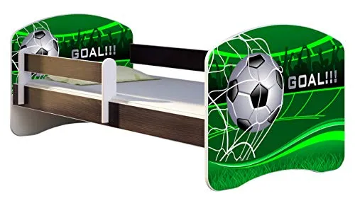 ACMA Kinderbett mit Rausfallschutz und Matratze 160x80 in braun von ACMA