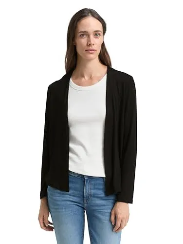 TOM TAILOR Cardigan Ohne Verschluss, black - Stylischer Cardigan in Schwarz, ideal für lässige Anlässe. Hergestellt aus 98% Viskose für hohen Tragekomfort. Perfekt kombinierbar und ohne Verschluss für einen entspannten Look.