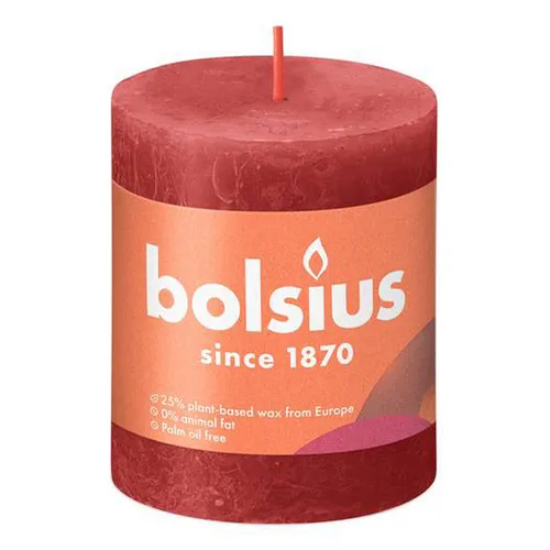 Bolsius Rustik Stumpenkerze Zartes Rot 80/68mm